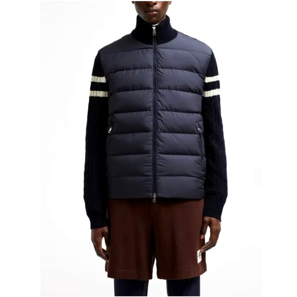 Moncler Padded Wool Zip-Up Cardigan Jacket Blue Size XL